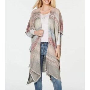 Cejan Kimono Womens One Size Mixed Yarn Boho Duster Cardigan Colorful Fringe